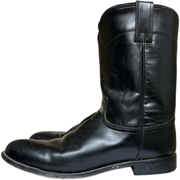 Justin Shoes Men Size 11 EE Style 3133 Black Leather basic work roper Cowboy Kip