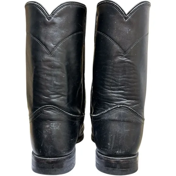 Justin Shoes Men Size 11 EE Style 3133 Black Leather basic work roper Cowboy Kip
