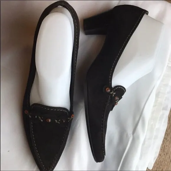 K&amp;S BROWN SUEDE EMBELLISHED PUMPS.  NEW
