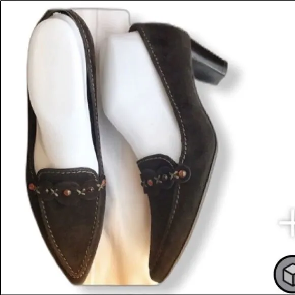 K&amp;S BROWN SUEDE EMBELLISHED PUMPS.  NEW