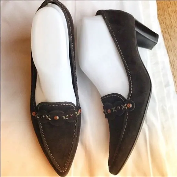 K&amp;S BROWN SUEDE EMBELLISHED PUMPS.  NEW