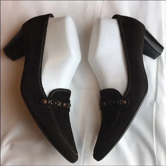 K&amp;S BROWN SUEDE EMBELLISHED PUMPS.  NEW