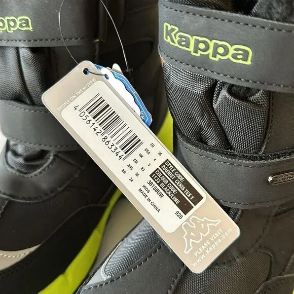 Kappa Cekis Tex K Black/Lime Kids Boot NEW in Box