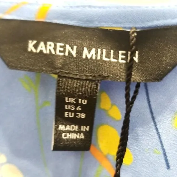 Karen Millen Blue Floral Dress - Size 6 - NWT
