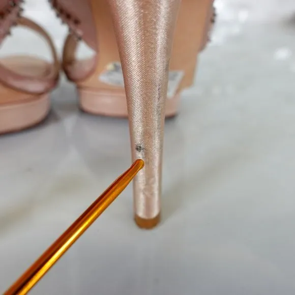 KAREN MILLEN Shoes 36 6 Pink Nude Heels Platform Strappy Beaded Stiletto Sexy