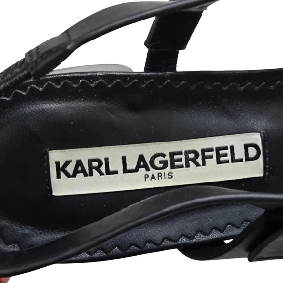Karl Lagerfeld Maja Slingback Sandal Black Sandal Heels 8.5B