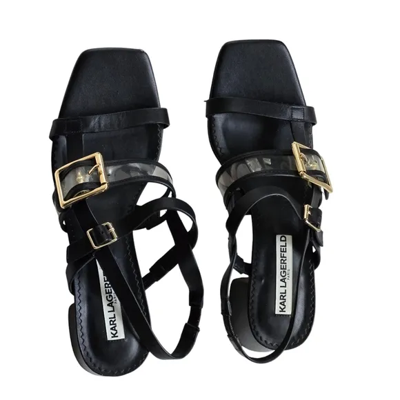 Karl Lagerfeld Maja Slingback Sandal Black Sandal Heels 8.5B