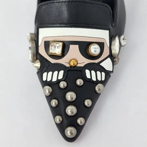 Karl Lagerfeld Paris Studded Cat Calais Black Heels, Women's 6