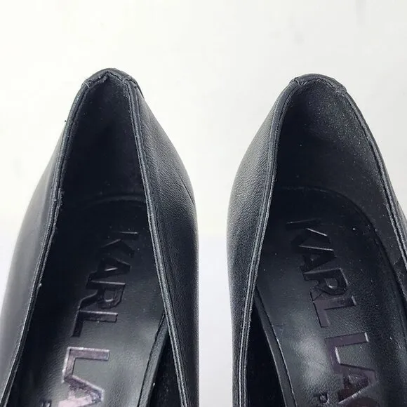 Karl Lagerfeld Paris Studded Cat Calais Black Heels, Women's 6