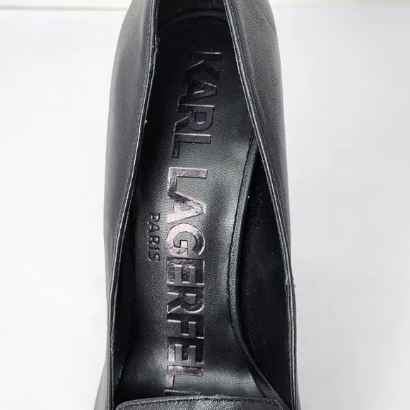 Karl Lagerfeld Paris Studded Cat Calais Black Heels, Women's 6