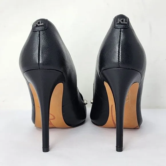 Karl Lagerfeld Paris Studded Cat Calais Black Heels, Women's 6