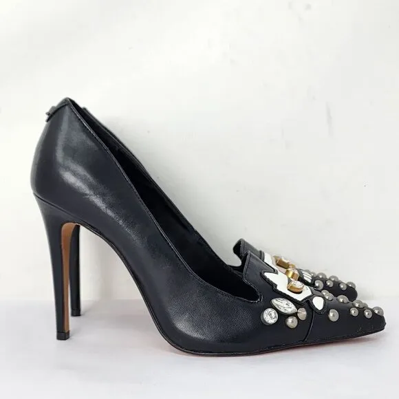 Karl Lagerfeld Paris Studded Cat Calais Black Heels, Women's 6