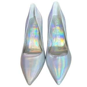 Karl Lagerfeld Paris Women's Silver Iridescent Pointed Toe Heels Size 9