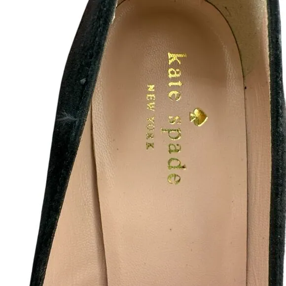 Kate Spade Dolores Black Suede Glitter Block Heel Dress Shoes Women’s Sz 6M NEW