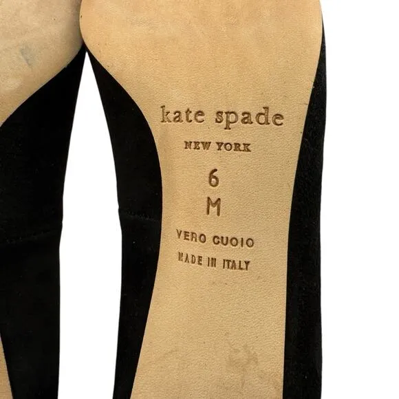 Kate Spade Dolores Black Suede Glitter Block Heel Dress Shoes Women’s Sz 6M NEW