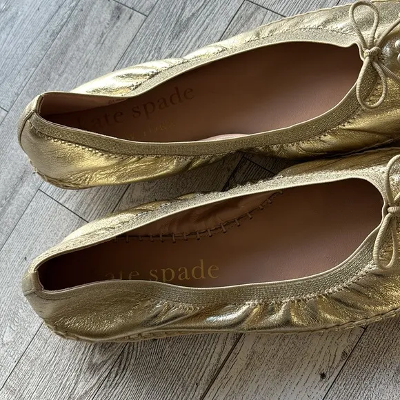 KATE SPADE Gold Metallic Women's Clubhouse Espadrille Flats size 9