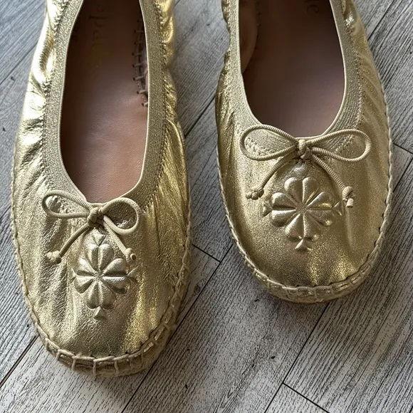 KATE SPADE Gold Metallic Women's Clubhouse Espadrille Flats size 9