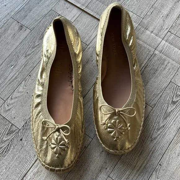 KATE SPADE Gold Metallic Women's Clubhouse Espadrille Flats size 9