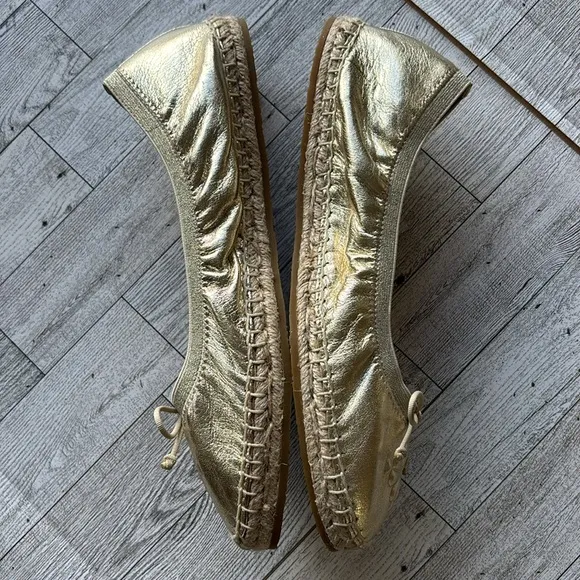 KATE SPADE Gold Metallic Women's Clubhouse Espadrille Flats size 9