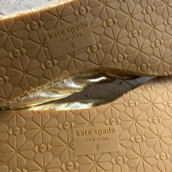 KATE SPADE Gold Metallic Women's Clubhouse Espadrille Flats size 9