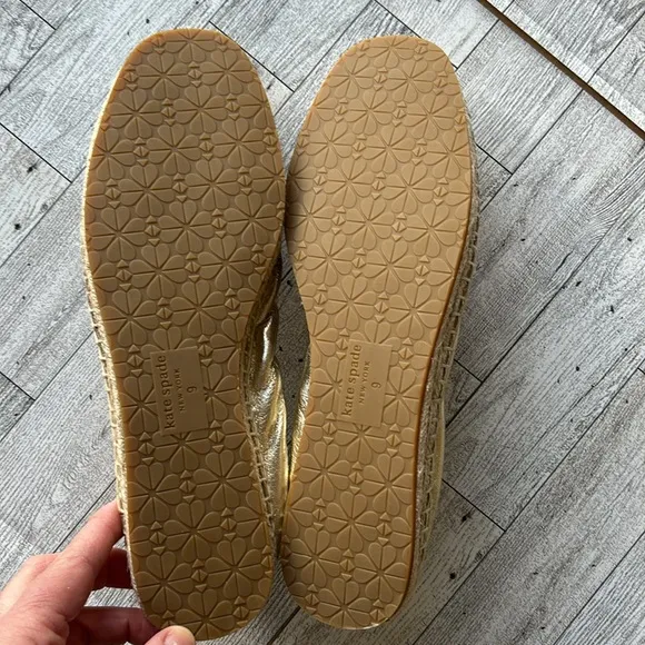 KATE SPADE Gold Metallic Women's Clubhouse Espadrille Flats size 9