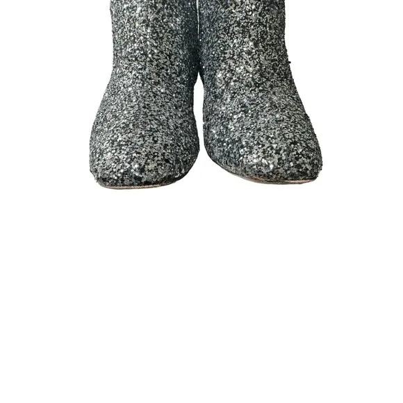 Kate Spade Junelle Glitter Ankle Boots Shoes Women’s 6.5 B Booties Silver- Shiny