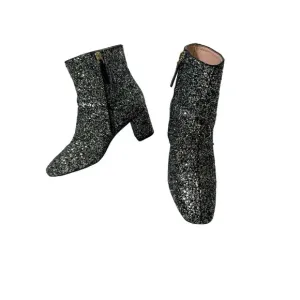 Kate Spade Junelle Glitter Ankle Boots Shoes Women’s 6.5 B Booties Silver- Shiny