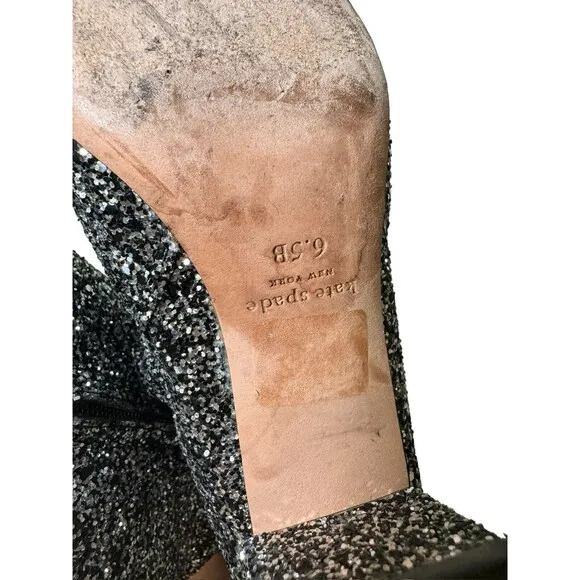 Kate Spade Junelle Glitter Ankle Boots Shoes Women’s 6.5 B Booties Silver- Shiny