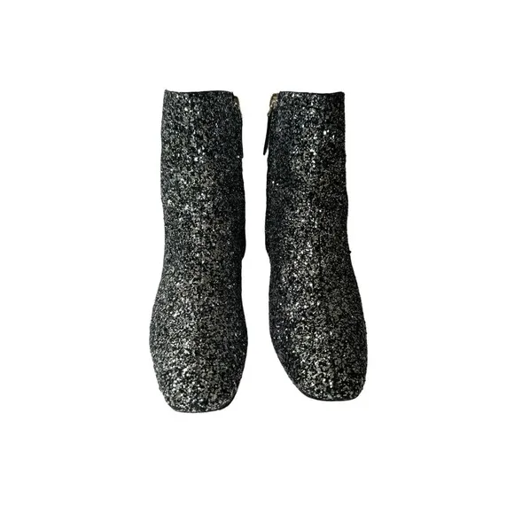Kate Spade Junelle Glitter Ankle Boots Shoes Women’s 6.5 B Booties Silver- Shiny