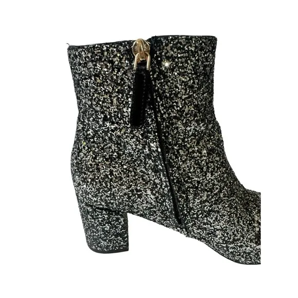 Kate Spade Junelle Glitter Ankle Boots Shoes Women’s 6.5 B Booties Silver- Shiny