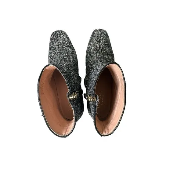 Kate Spade Junelle Glitter Ankle Boots Shoes Women’s 6.5 B Booties Silver- Shiny