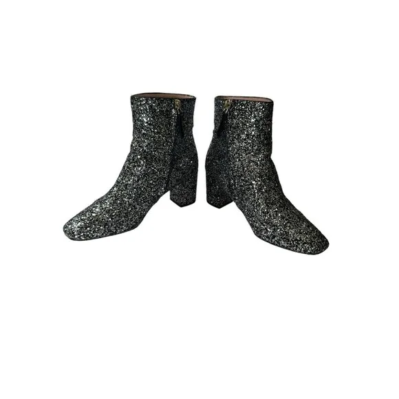 Kate Spade Junelle Glitter Ankle Boots Shoes Women’s 6.5 B Booties Silver- Shiny