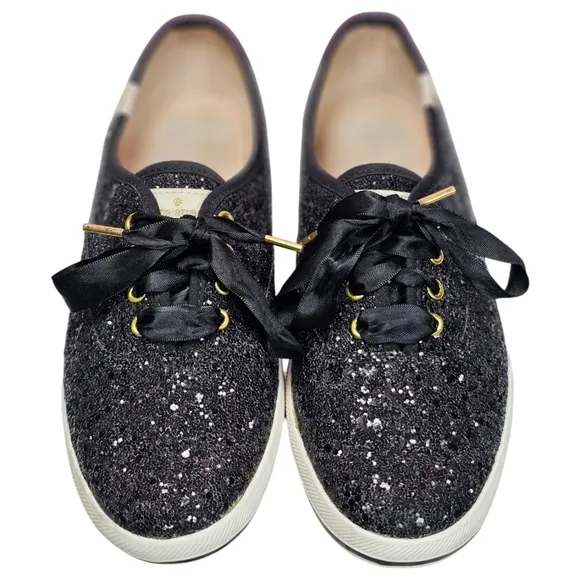 Kate Spade Keds black glitter sneakers