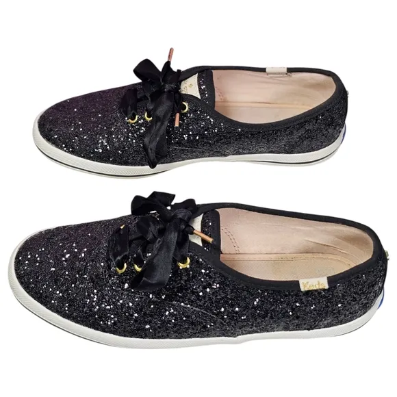 Kate Spade Keds black glitter sneakers