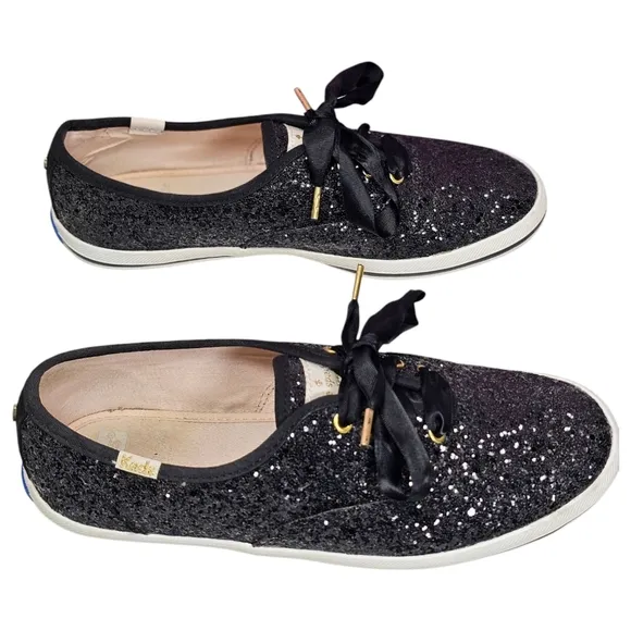 Kate Spade Keds black glitter sneakers