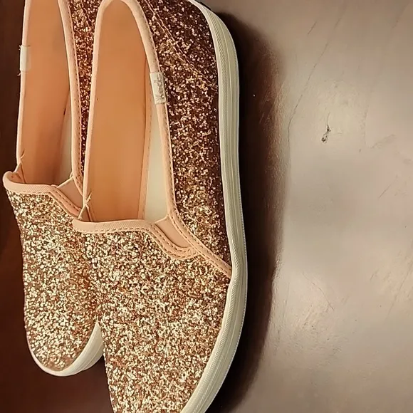 Kate Spade Keds Double Decker Glitter Rose Gold 8.5 Slip Shoes