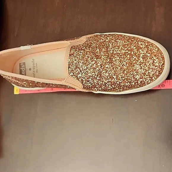 Kate Spade Keds Double Decker Glitter Rose Gold 8.5 Slip Shoes