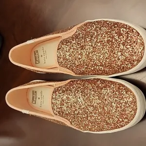 Kate Spade Keds Double Decker Glitter Rose Gold 8.5 Slip Shoes