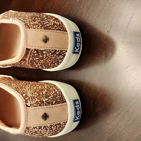 Kate Spade Keds Double Decker Glitter Rose Gold 8.5 Slip Shoes