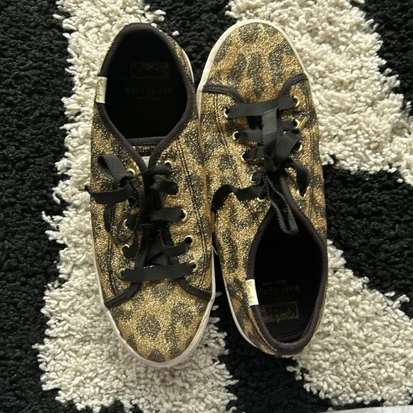 KATE SPADE KEDS Girls Cheetah Print Glitter Shoes Size 3