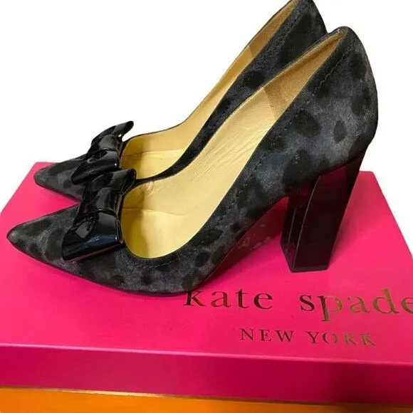 𝅺KATE Spade Leena Shoes Pointed Toe Block Heel Bow Pumps Sz 5