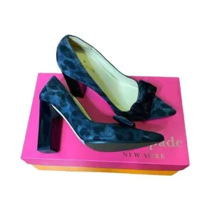 𝅺KATE Spade Leena Shoes Pointed Toe Block Heel Bow Pumps Sz 5