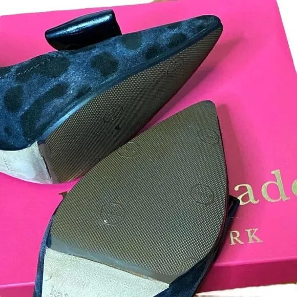𝅺KATE Spade Leena Shoes Pointed Toe Block Heel Bow Pumps Sz 5