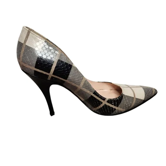 Kate Spade Licorice Too Plaid Pumps Women’s Size 7 B Italy 4” Heel