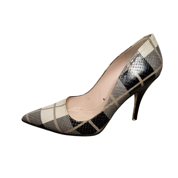 Kate Spade Licorice Too Plaid Pumps Women’s Size 7 B Italy 4” Heel
