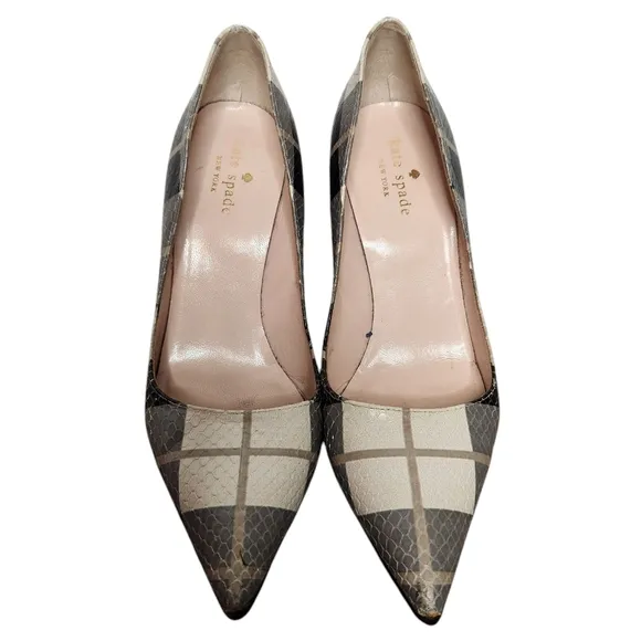Kate Spade Licorice Too Plaid Pumps Women’s Size 7 B Italy 4” Heel