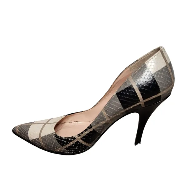 Kate Spade Licorice Too Plaid Pumps Women’s Size 7 B Italy 4” Heel
