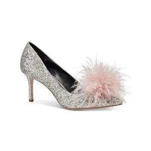 KATE SPADE NEW YORK Womens Gold Feather Pom Pom Marabou Stiletto Pumps Shoes 6 B
