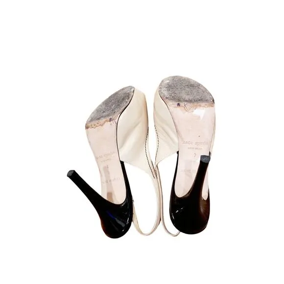 Kate Spade Nude &amp; Black Peep Toe Heels Size 7
