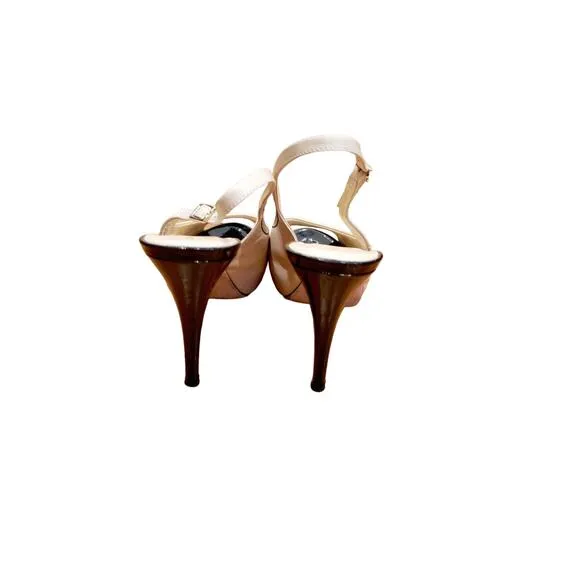 Kate Spade Nude &amp; Black Peep Toe Heels Size 7